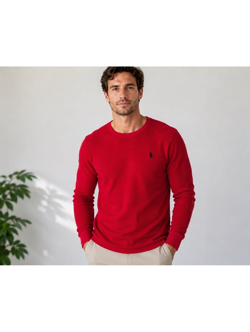 Polo Ralph Lauren Thermal Sweater Shirt Size Small Red